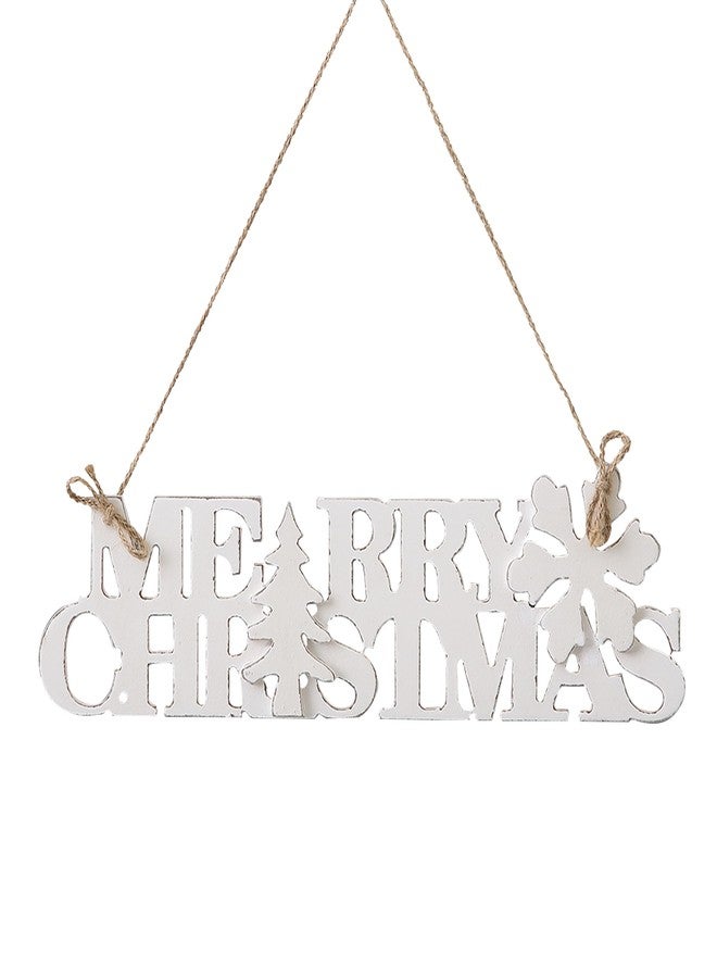 Sintosin Rustic Merry Christmas Sign for Front Door 16 Inch, Wall Hanging Distressed White Snowflake and Tree Christmas Decorations for Home, Farmhouse Xmas Decoration for Winter Living Room Entryway - Image 1